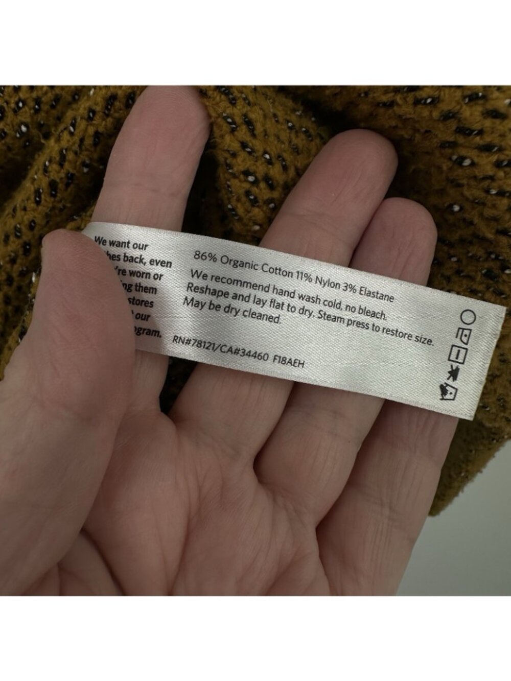 SOLD neck knit gold XS organic cotton boxy lagenlook